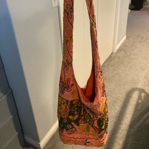 *SOLD* Handmade Boho Shoulder Bag: Indian with elephant, sequins, embroidery - Picture 5 of 6